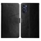 For Motorola Moto G52J 5G Y Stitching Horizontal Flip Leather Phone Case(Black) - 1