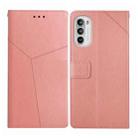 For Motorola Moto G71S Y Stitching Horizontal Flip Leather Phone Case(Rose Gold) - 1