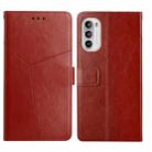 For Motorola Moto G71S Y Stitching Horizontal Flip Leather Phone Case(Brown) - 1