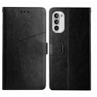 For Motorola Moto G71S Y Stitching Horizontal Flip Leather Phone Case(Black) - 1