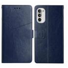 For Motorola Moto G71S Y Stitching Horizontal Flip Leather Phone Case(Blue) - 1