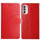 For Motorola Moto G71S Y Stitching Horizontal Flip Leather Phone Case(Red) - 1