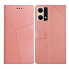 For OPPO Reno7 4G Y Stitching Horizontal Flip Leather Phone Case(Rose Gold) - 1