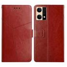 For OPPO Reno7 4G Y Stitching Horizontal Flip Leather Phone Case(Brown) - 1