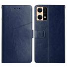 For OPPO Reno7 4G Y Stitching Horizontal Flip Leather Phone Case(Blue) - 1