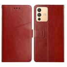 For vivo V23 5G Y Stitching Horizontal Flip Leather Phone Case(Brown) - 1