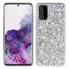 For Galaxy S20+ Plating Glittery Powder Shockproof TPU Protective Case(Silver) - 1