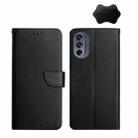 For Motorola Moto G62 5G Genuine Leather Fingerprint-proof Horizontal Flip Phone Case(Black) - 1