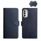 For Motorola Moto G71S Genuine Leather Fingerprint-proof Horizontal Flip Phone Case(Blue) - 1