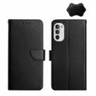 For Motorola Moto G71S Genuine Leather Fingerprint-proof Horizontal Flip Phone Case(Black) - 1