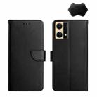 For OPPO Reno7 4G Genuine Leather Fingerprint-proof Horizontal Flip Phone Case(Black) - 1