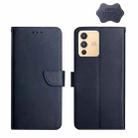 For vivo V23 5G Genuine Leather Fingerprint-proof Horizontal Flip Phone Case(Blue) - 1