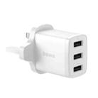 Baseus 17W 3 USB Travel Charger, UK Plug(White) - 1