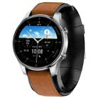 P50 1.3 inch IPS Screen Smart Watch, Support Balloon Blood Pressure Measurement/Body Temperature Monitoring, Style:Coffee Leather Watch Band(Silver) - 1