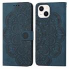 For iPhone 13 mini Mandala Embossed Flip Leather Phone Case (Blue) - 1