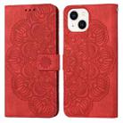 For iPhone 13 Mandala Embossed Flip Leather Phone Case(Red) - 1