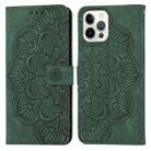 For iPhone 13 Pro Mandala Embossed Flip Leather Phone Case (Green) - 1