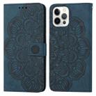 For iPhone 13 Pro Max Mandala Embossed Flip Leather Phone Case (Blue) - 1