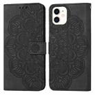 For iPhone 12 mini Mandala Embossed Flip Leather Phone Case (Black) - 1