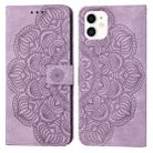 For iPhone 12 mini Mandala Embossed Flip Leather Phone Case (Purple) - 1