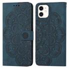 For iPhone 12 mini Mandala Embossed Flip Leather Phone Case (Blue) - 1