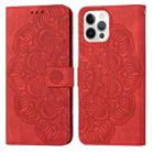 For iPhone 12 / 12 Pro Mandala Embossed Flip Leather Phone Case(Red) - 1