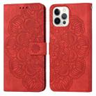 For iPhone 12 Pro Max Mandala Embossed Flip Leather Phone Case(Red) - 1