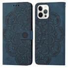 For iPhone 12 Pro Max Mandala Embossed Flip Leather Phone Case(Blue) - 1