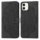 For iPhone 11 Mandala Embossed Flip Leather Phone Case (Black) - 1