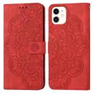 For iPhone 11 Mandala Embossed Flip Leather Phone Case (Red) - 1