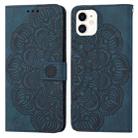 For iPhone 11 Mandala Embossed Flip Leather Phone Case (Blue) - 1