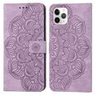 For iPhone 11 Pro Mandala Embossed Flip Leather Phone Case (Purple) - 1