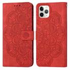 For iPhone 11 Pro Max Mandala Embossed Flip Leather Phone Case (Red) - 1