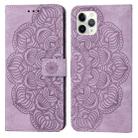 For iPhone 11 Pro Max Mandala Embossed Flip Leather Phone Case (Purple) - 1