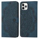 For iPhone 11 Pro Max Mandala Embossed Flip Leather Phone Case (Blue) - 1