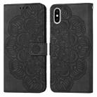 For iPhone X / XS Mandala Embossed Flip Leather Phone Case(Black) - 1