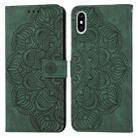 For iPhone X / XS Mandala Embossed Flip Leather Phone Case(Green) - 1