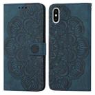 For iPhone X / XS Mandala Embossed Flip Leather Phone Case(Blue) - 1