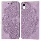 Mandala Embossed Flip Leather Phone Case For iPhone XR(Purple) - 1
