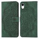 Mandala Embossed Flip Leather Phone Case For iPhone XR(Green) - 1