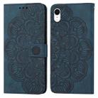 Mandala Embossed Flip Leather Phone Case For iPhone XR(Blue) - 1