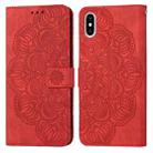 For iPhone XS Max Mandala Embossed Flip Leather Phone Case(Red) - 1