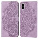 For iPhone XS Max Mandala Embossed Flip Leather Phone Case(Purple) - 1