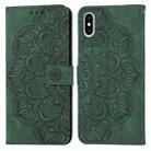 For iPhone XS Max Mandala Embossed Flip Leather Phone Case(Green) - 1