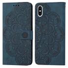 For iPhone XS Max Mandala Embossed Flip Leather Phone Case(Blue) - 1