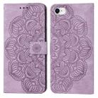 For iPhone SE 2022 / SE 2020 / 8 / 7 Mandala Embossed Flip Leather Phone Case(Purple) - 1