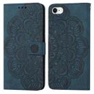 For iPhone SE 2022 / SE 2020 / 8 / 7 Mandala Embossed Flip Leather Phone Case(Blue) - 1
