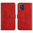 For OPPO Realme Narzo 50 4G Skin Feel Butterfly Peony Embossed Leather Phone Case(Red) - 1