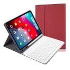 RK11 Cloth Texture Detachable Magnetic Bluetooth Keyboard Horizontal Flip Leather Tablet Case for iPad Pro 11 2020 / 2018 with Holder & Pen Slot(Red) - 1