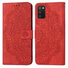For Samsung Galaxy A02s 164mm Mandala Embossed Flip Leather Phone Case(Red) - 1